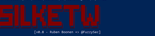 SilkETW tool banner (v0.8, Ruben Boonen / @FuzzySec)