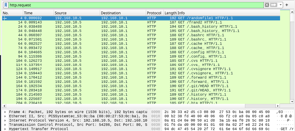 HTTP directory fuzzing with a flood of 404 responses