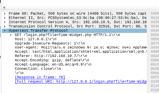 Host headers pointing at 127.0.0.1 and admin